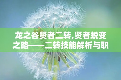 龙之谷学者二转龙之谷学者二转，探索与蜕变的旅程-第2张图片